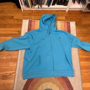 Polo Zip Up large cyan blue